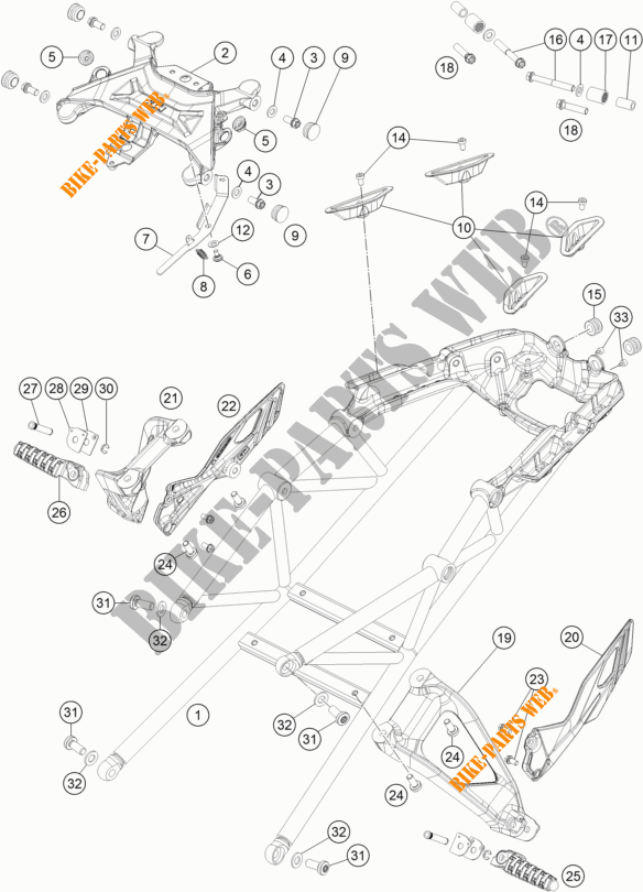 SUB QUADRO para KTM 1290 SUPER DUKE GT ORANGE 2018