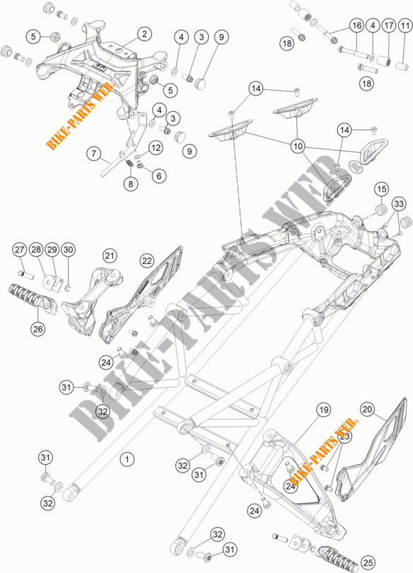 SUB QUADRO para KTM 1290 SUPER DUKE GT ORANGE 2018