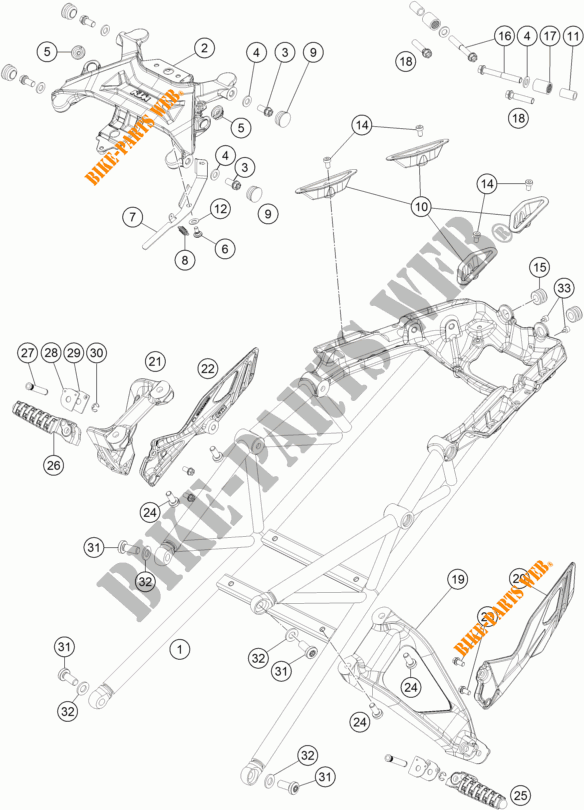 SUB QUADRO para KTM 1290 SUPER DUKE GT ORANGE 2017