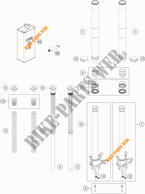 FORQUETA (PEÇAS) para KTM 790 DUKE L A2 orange 2022