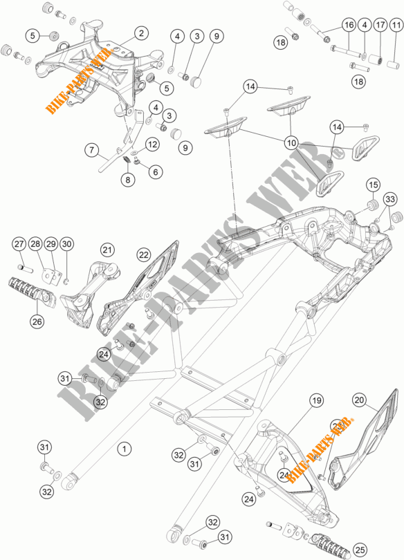 SUB QUADRO para KTM 1290 SUPER DUKE GT ORANGE 2017