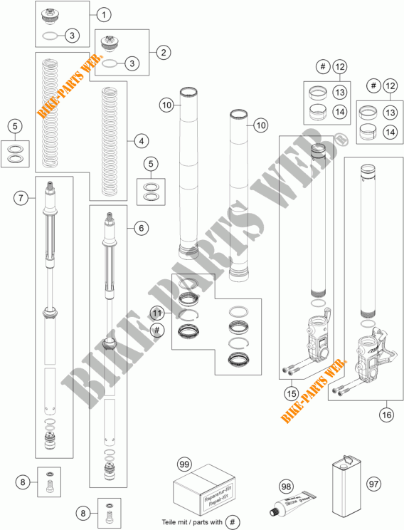 FORQUETA (PEÇAS) para KTM 690 DUKE R ABS 2016
