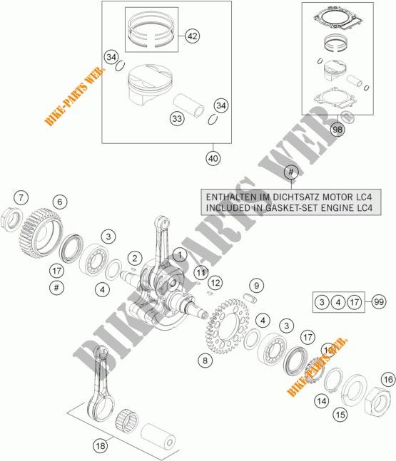 CAMBOTA / PISTÃO para KTM 690 DUKE R ABS 2014