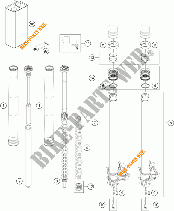 FORQUETA (PEÇAS) para KTM 1290 SUPER ADVENTURE S orange 2023