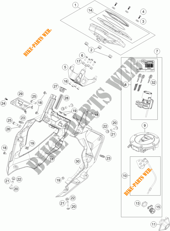 CHAVE DE IGNIÇÃO para KTM 1290 SUPER DUKE GT ORANGE ABS 2016