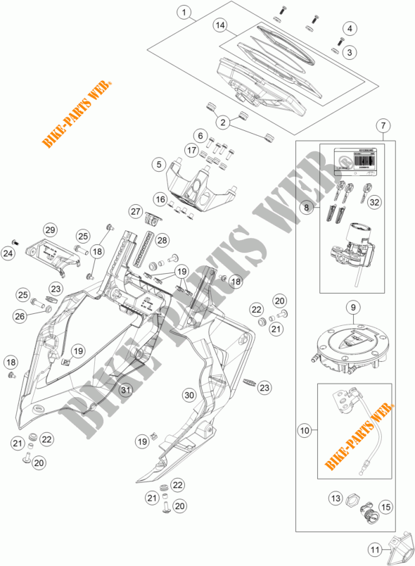 CHAVE DE IGNIÇÃO para KTM 1290 SUPER DUKE GT GREY ABS 2016