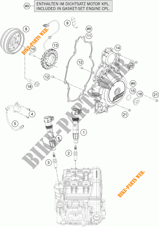 IGNIÇÃO para KTM 1290 SUPER DUKE GT ORANGE ABS 2016