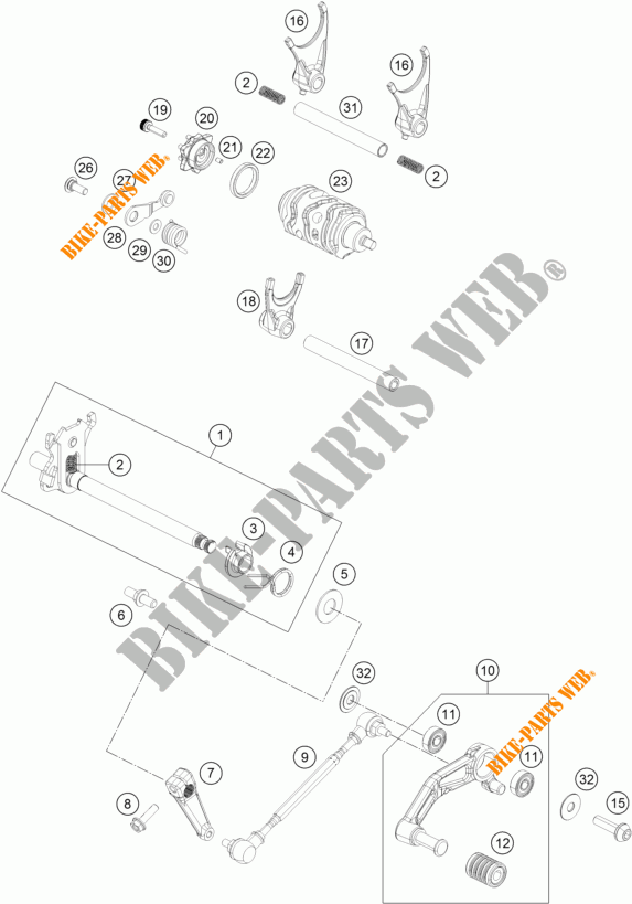 SELECTOR VELOCIDADES para KTM 390 DUKE ORANGE 2018