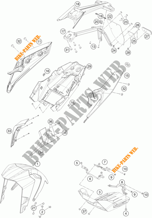 PLÁSTICOS para KTM 390 DUKE WHITE 2017