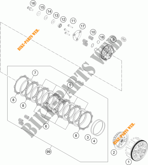 EMBRAIAGEM para KTM 390 DUKE ORANGE 2017