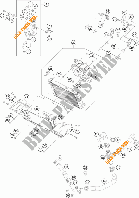 SISTEMA DE REFRIGERAÇÃO para KTM 390 DUKE WHITE 2017