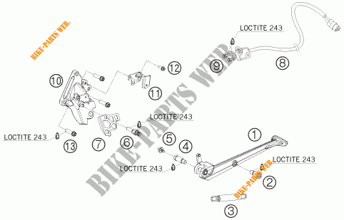 DESCANSO LATERAL / CENTRAL para KTM 1190 RC8 R TRACK 2012