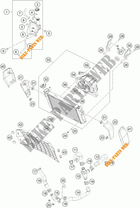 SISTEMA DE REFRIGERAÇÃO para KTM 390 DUKE WHITE ABS 2016