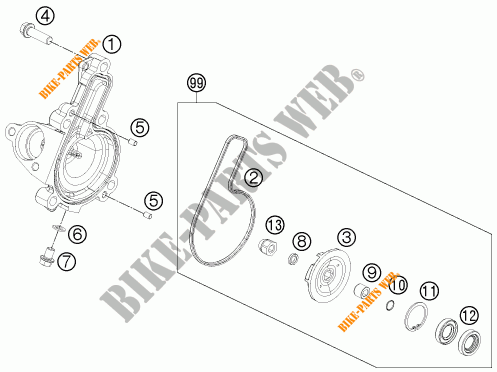 BOMBA DE ÁGUA para KTM 390 DUKE WHITE ABS 2015