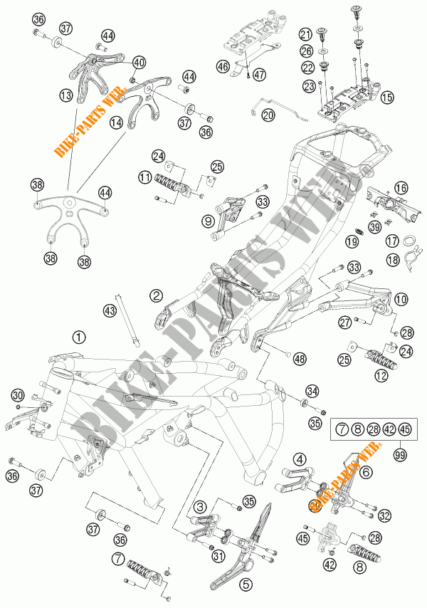 QUADRO para KTM 1190 RC8 R WHITE 2015