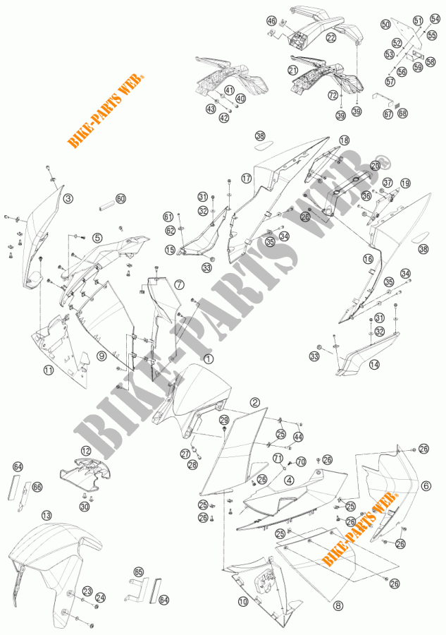 PLÁSTICOS para KTM 1190 RC8 R WHITE 2015