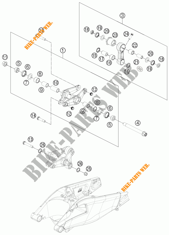 BRACO AMORTECEDOR PRO LEVER para KTM 1190 RC8 R WHITE 2015