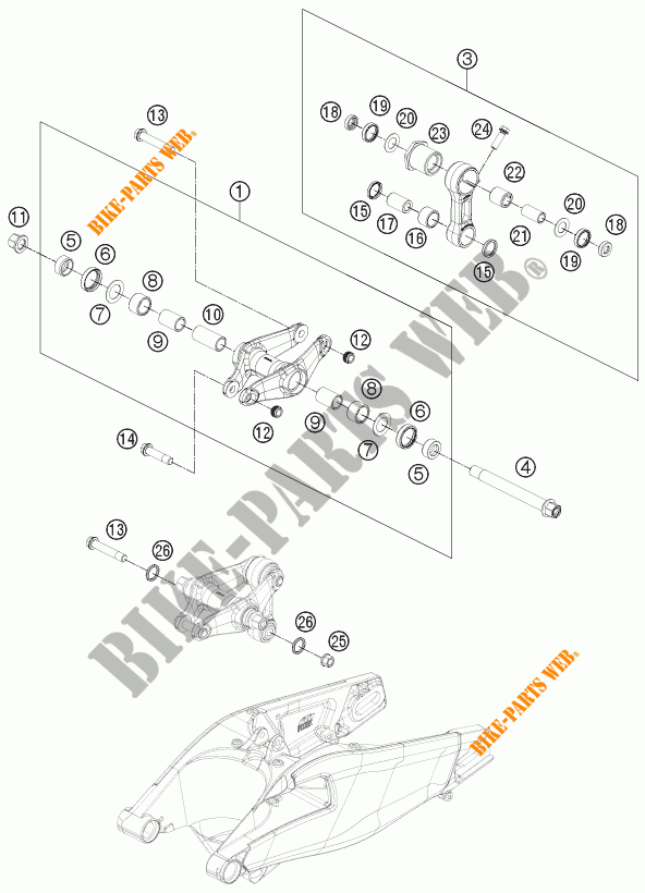 BRACO AMORTECEDOR PRO LEVER para KTM 1190 RC8 R WHITE 2015