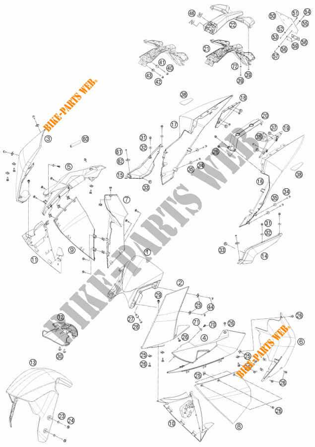 PLÁSTICOS para KTM 1190 RC8 R WHITE 2014