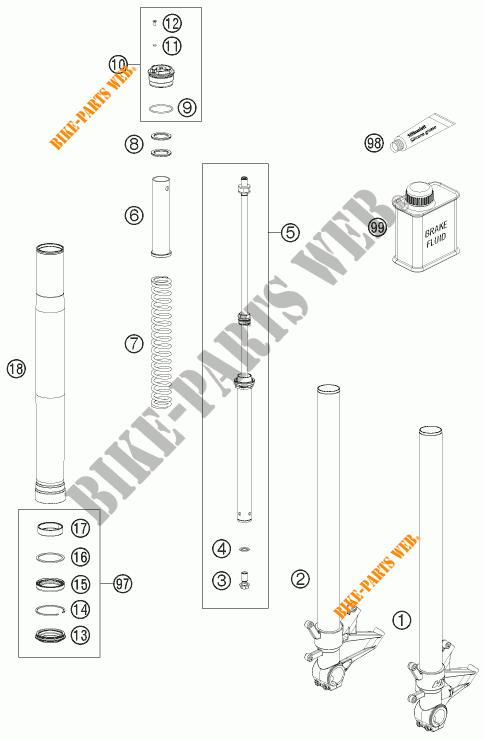 FORQUETA (PEÇAS) para KTM 1190 RC8 R WHITE 2014