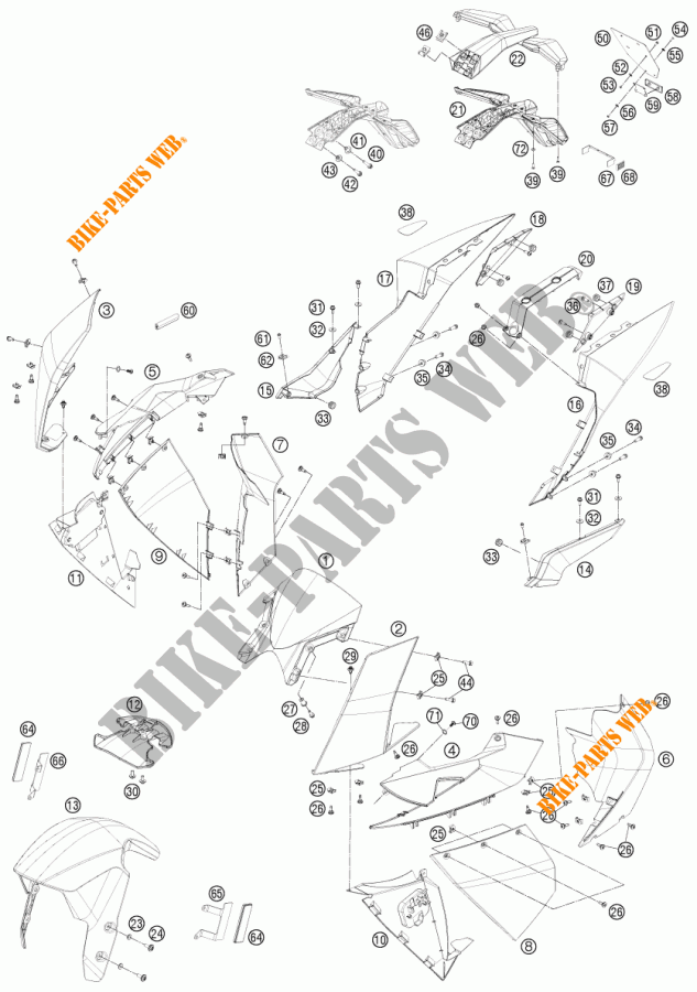 PLÁSTICOS para KTM 1190 RC8 R WHITE 2013