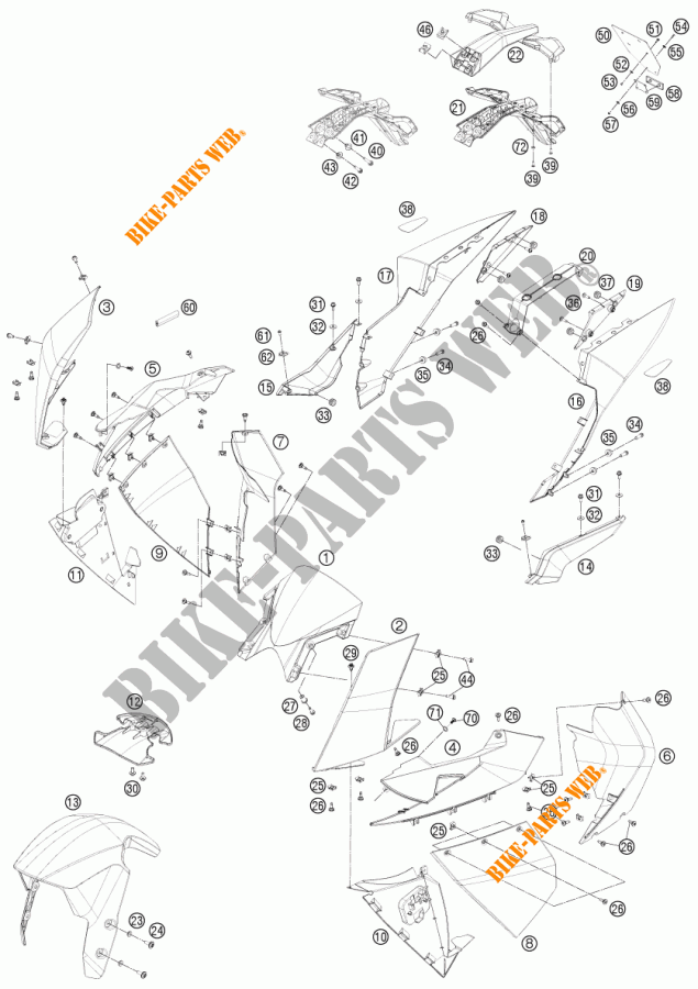 PLÁSTICOS para KTM 1190 RC8 R WHITE 2012