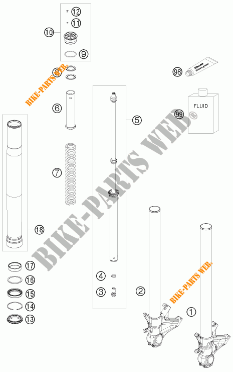FORQUETA (PEÇAS) para KTM 1190 RC8 R TRACK 2012