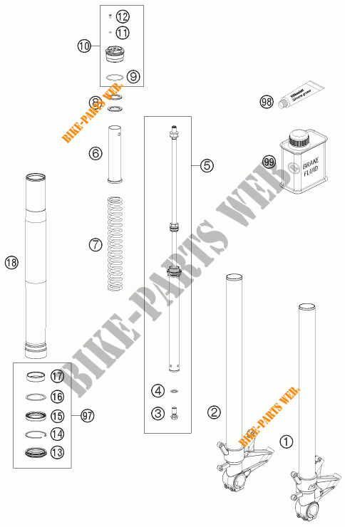 FORQUETA (PEÇAS) para KTM 1190 RC8 R WHITE 2012