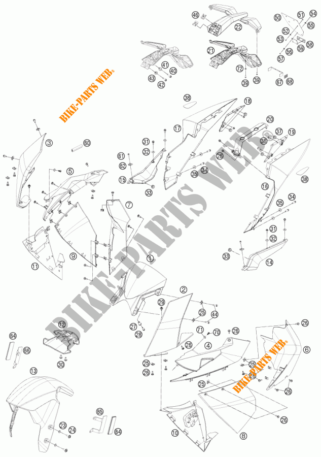 PLÁSTICOS para KTM 1190 RC8 R WHITE 2012