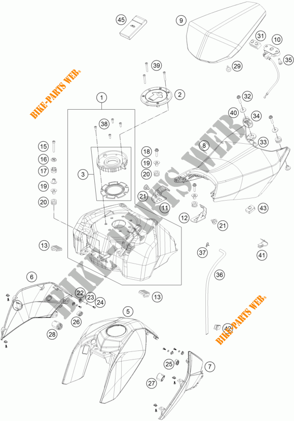 DEPÓSITO / BANCO para KTM 125 DUKE WHITE ABS 2016
