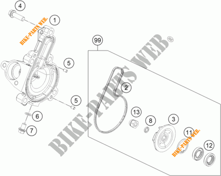 BOMBA DE ÁGUA para KTM 125 DUKE ORANGE ABS 2016