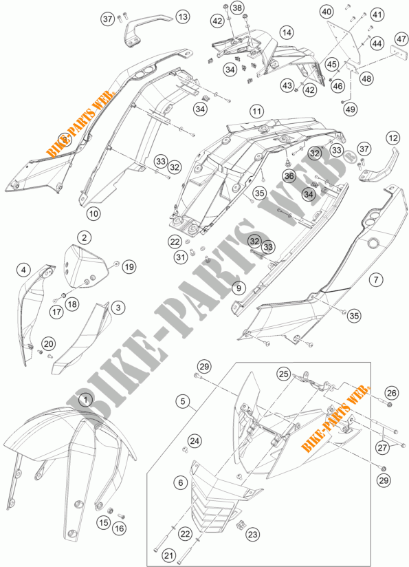 PLÁSTICOS para KTM 125 DUKE ORANGE ABS 2016