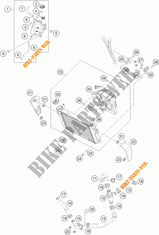 SISTEMA DE REFRIGERAÇÃO para KTM 125 DUKE ORANGE ABS 2016