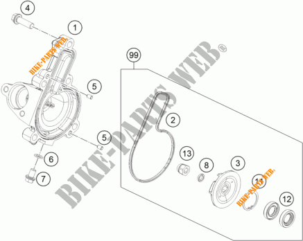 BOMBA DE ÁGUA para KTM 125 DUKE WHITE ABS 2015