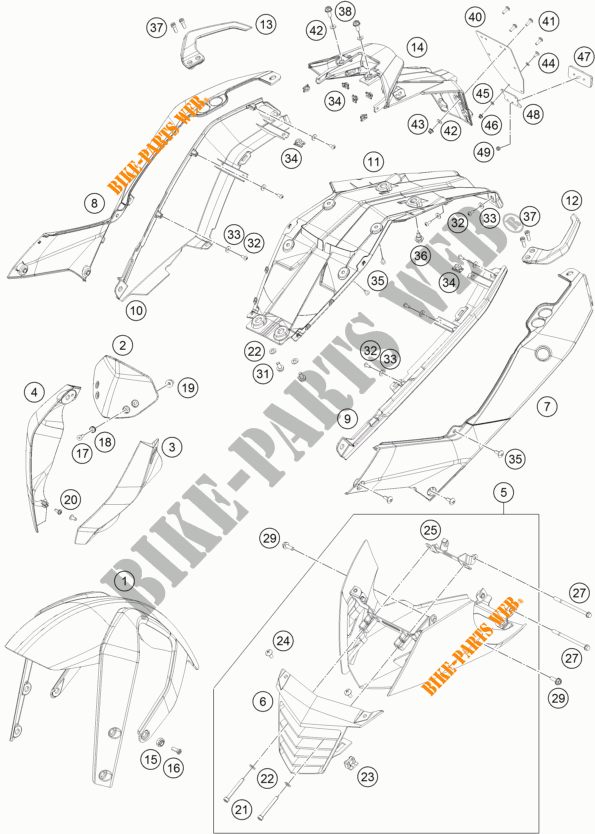 PLÁSTICOS para KTM 125 DUKE WHITE ABS 2015
