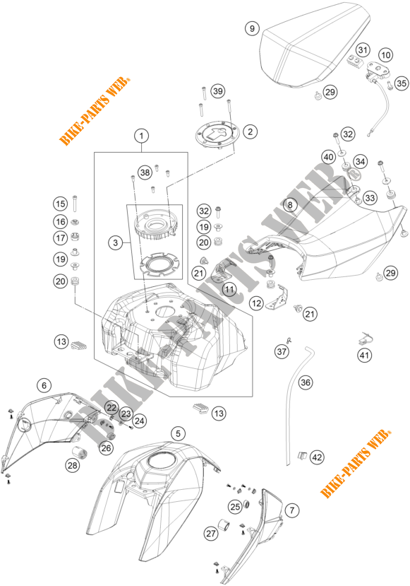 DEPÓSITO / BANCO para KTM 125 DUKE WHITE ABS BAJ.DIR. 2014 EU F4003N7 2014 EU F4003N7 2014
