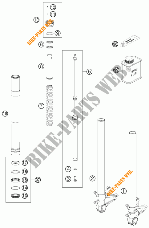 FORQUETA (PEÇAS) para KTM 1190 RC8 R WHITE 2012