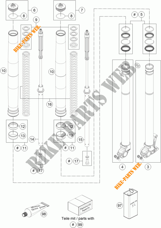 FORQUETA (PEÇAS) para KTM 690 ENDURO R ABS 2016