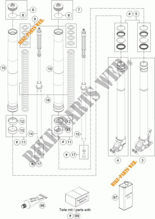 FORQUETA (PEÇAS) para KTM 690 ENDURO R ABS 2015