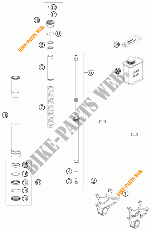 FORQUETA (PEÇAS) para KTM 1190 RC8 R BLACK 2012