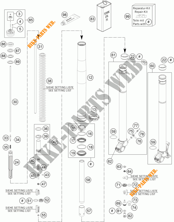 FORQUETA (PEÇAS) para KTM 690 ENDURO R 2012